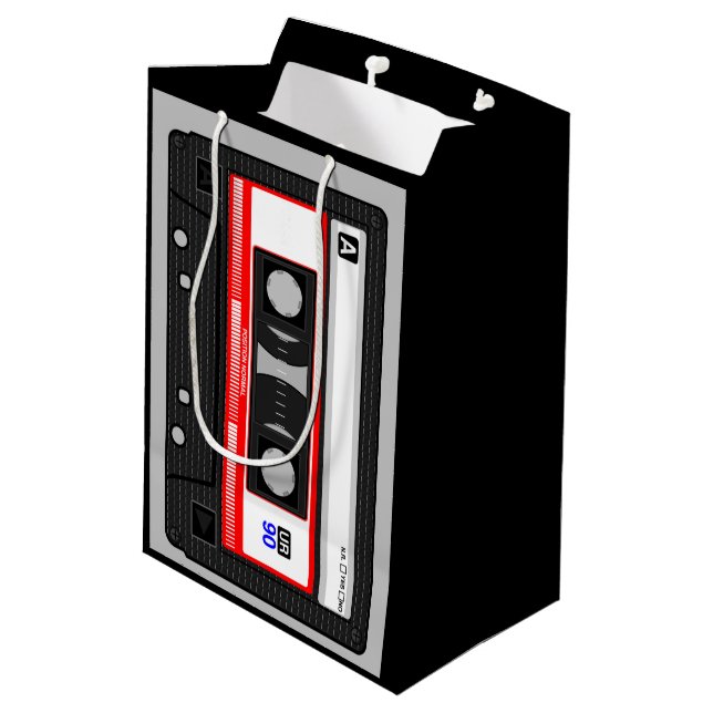 CASSETTE-TAPE DER KLASSIC-AUDIO-KASSENZEN DER 1980 MITTLERE GESCHENKTÜTE (Rückseite Schrägansicht)