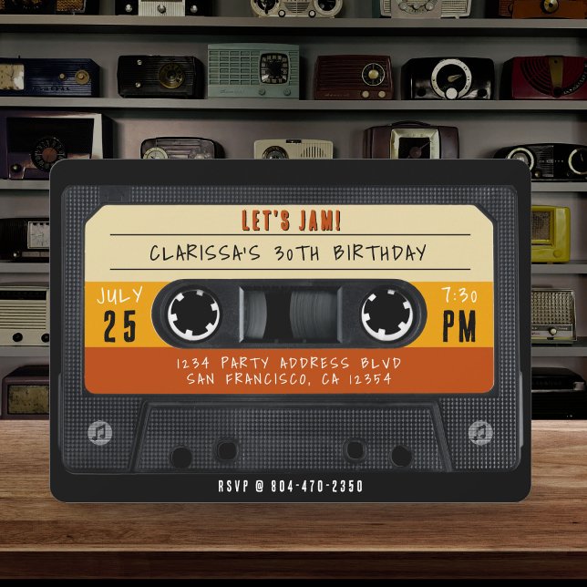 Cassette Tape Retro Geburtstagsparty Einladung (Cassette Tape Retro Birthday Party Invitation
)