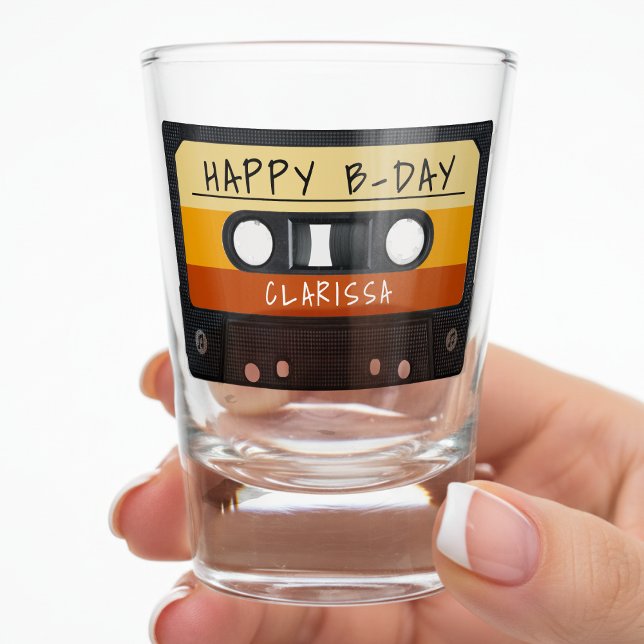 Cassette Tape Retro Geburtstagsparty Schnapsglas (Cassette Tape Retro Birthday Party Shot Glass
)