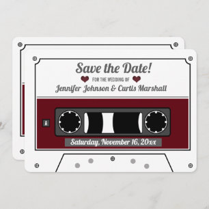 Cassette Tape Wein Red Wedding Save the Date Einladung