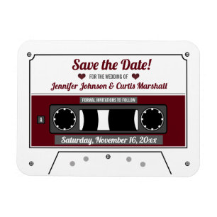 Cassette Tape Wein Red Wedding Save the Date Magnet