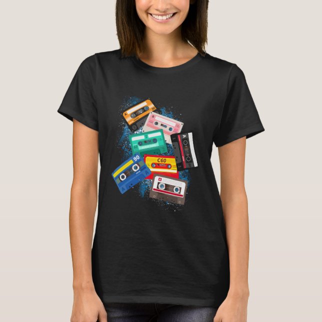 Cassette Tapes Mixtapes 1980s Radio Music Graphic  T-Shirt (Vorderseite)