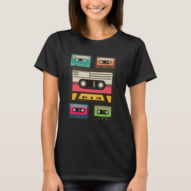 Cassette Tapes Mixtapes 1980s Radio Music Graphic  T-Shirt (Vorderseite)