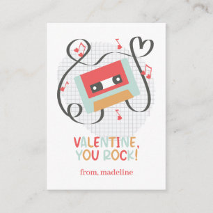 Cassette You Rock Classroom Valentine Card Begleitkarte