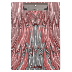 CASSIDY ~ PASTEL 3D! Rosa, Silber, Weiße GLOSSY Klemmbrett