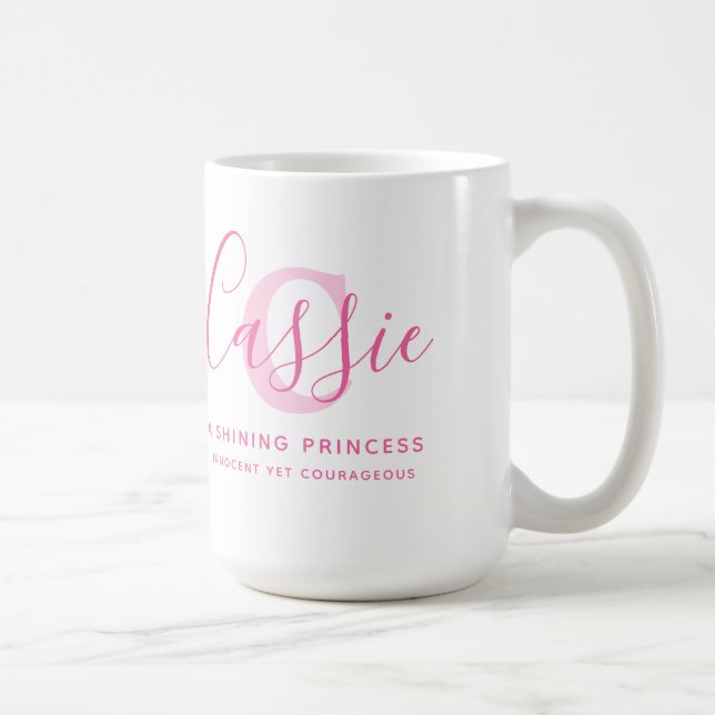 Cassie Name Bedeutung und monogramm rosa Text Kaffeetasse (Rechts)