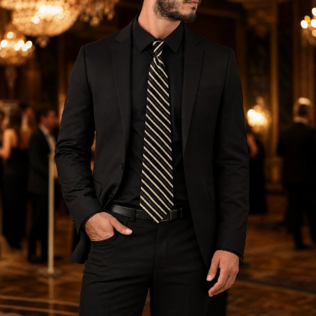 CASSIEL – Schwarze & Champagner elegante Abendkraw Krawatte (Von Creator hochgeladen)