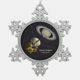 Cassini Huygens Mission zum Saturn Schneeflocken Zinn-Ornament