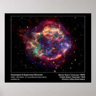 Cassiopeia A Supernova Remnant Spitzer Telescope Poster