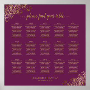 Cassis Lila 15 Tabelle Hochzeitssattel Gold Poster