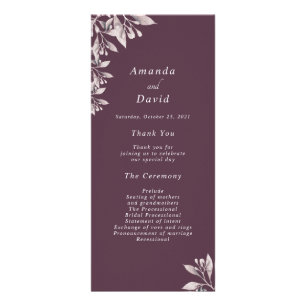 Cassis lila botanisches Hochzeitsprogramm Werbekarte