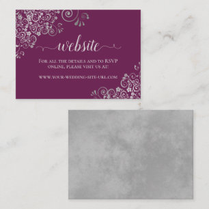 Cassis Lila Elegant Silver Lace Wedding Website Begleitkarte