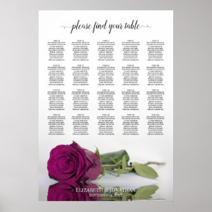 Cassis Lila Rose 20 Tabelle Hochzeitssitzdiagramm Poster
