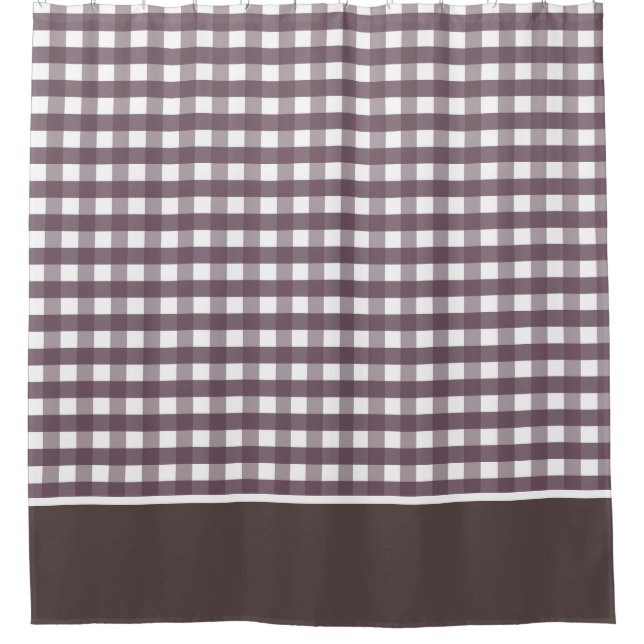 Cassis Lila und White Gingham Karos Duschvorhang (Vorderseite)