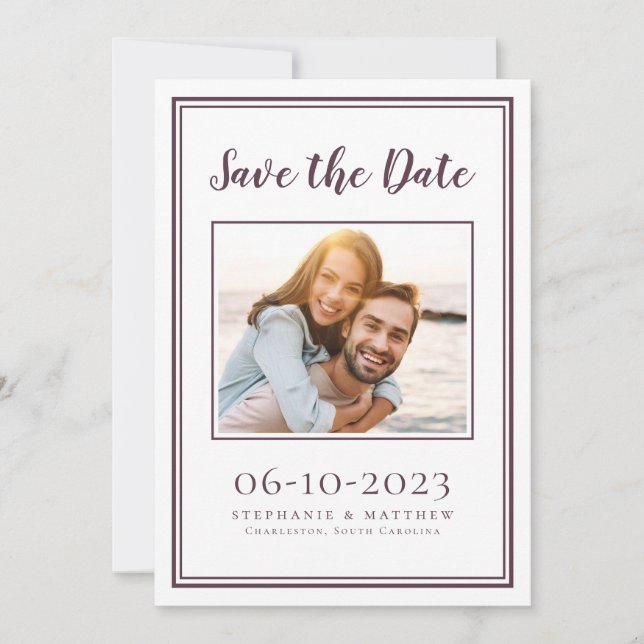 Cassis Modern Wedding Foto Einfache Verlobung Save The Date (Vorderseite)