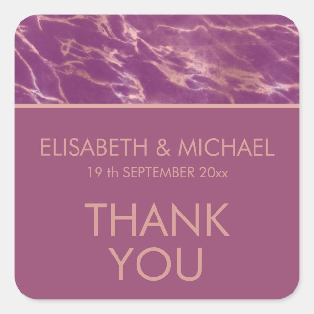 Cassis Rose Goldmarmor romantisch elegant Quadratischer Aufkleber (Vorderseite)