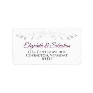 Cassis und Gray Elegant-Hochzeitsplattform Adressaufkleber