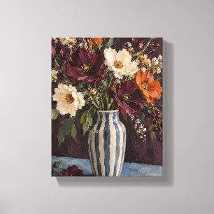 Cassis Wildblumen in einer gestreiften Vase Leinwanddruck