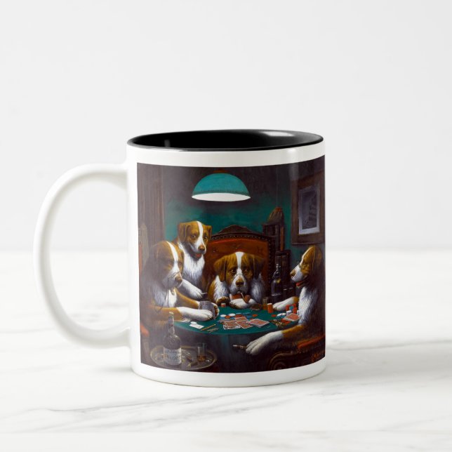 Cassius Marcellus Coolidge Hunde Poker Zweifarbige Tasse (Links)