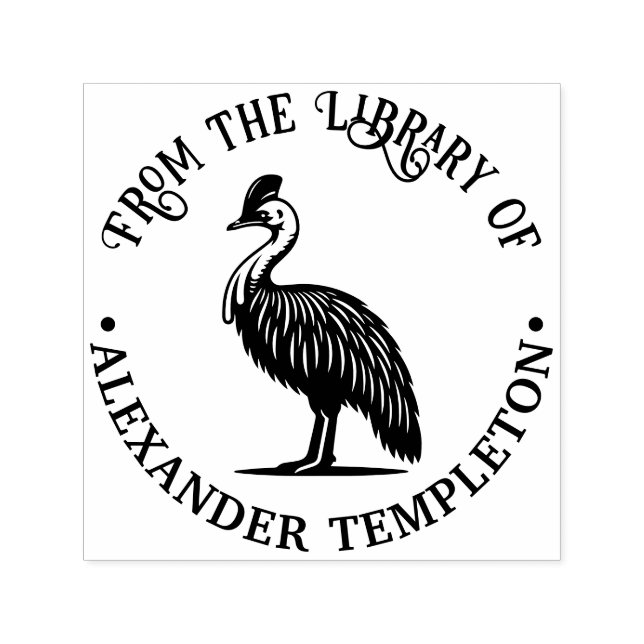 Cassowary Bird Australia Library Name Permastempel (Design)