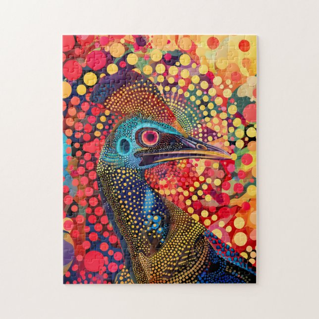 Cassowary in Aborigine Dot Art Style Puzzle (Vertikal)