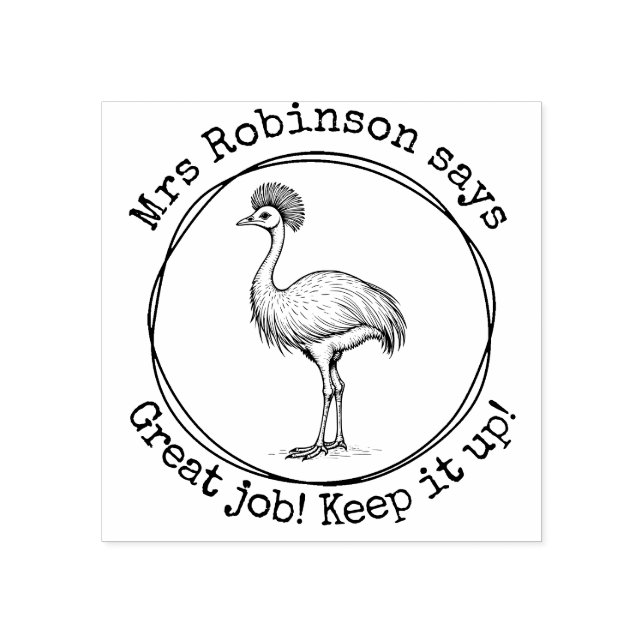 Cassowary personalisiert Teacher Great Work Class Gummistempel (Prägung)