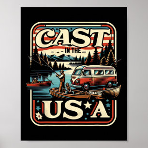 Cast In The USA Vintage-Angelfischen-Abenteuer  Poster