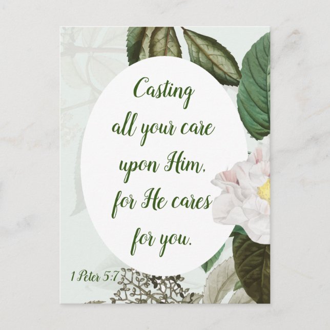 Cast your Cares, Anxiety, Worry Inspirational Postkarte (Vorderseite)