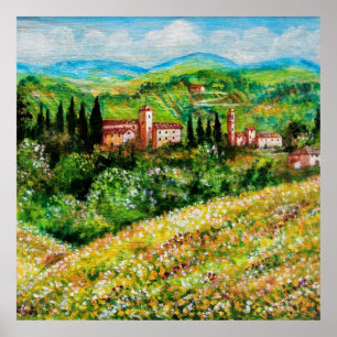 CASTELS IN CHIANTI LANDSCAPE,GELBE BLUME POSTER