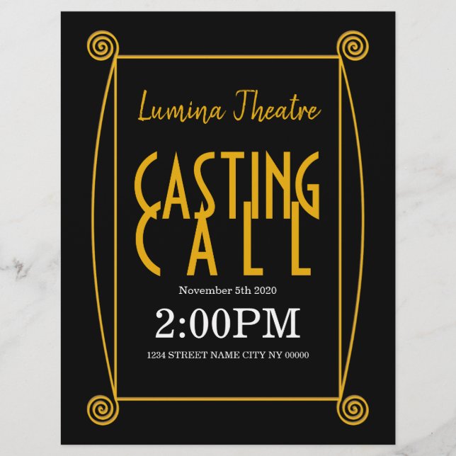 Casting Call Theater Art Flyer (Vorne)
