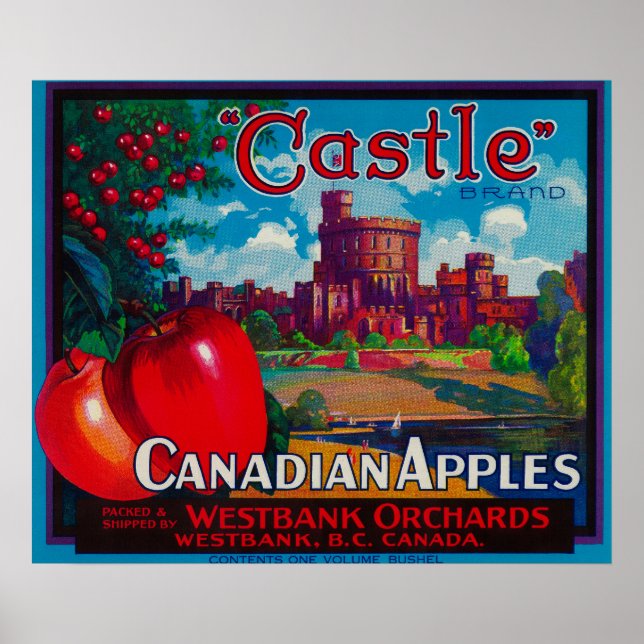 Castle Apple Label - Westbank B.C. Kanada Poster (Vorne)