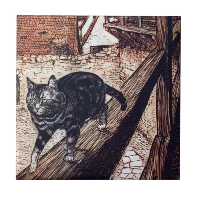 Castle Cat Rackham Illustration Fliese (Vorderseite)