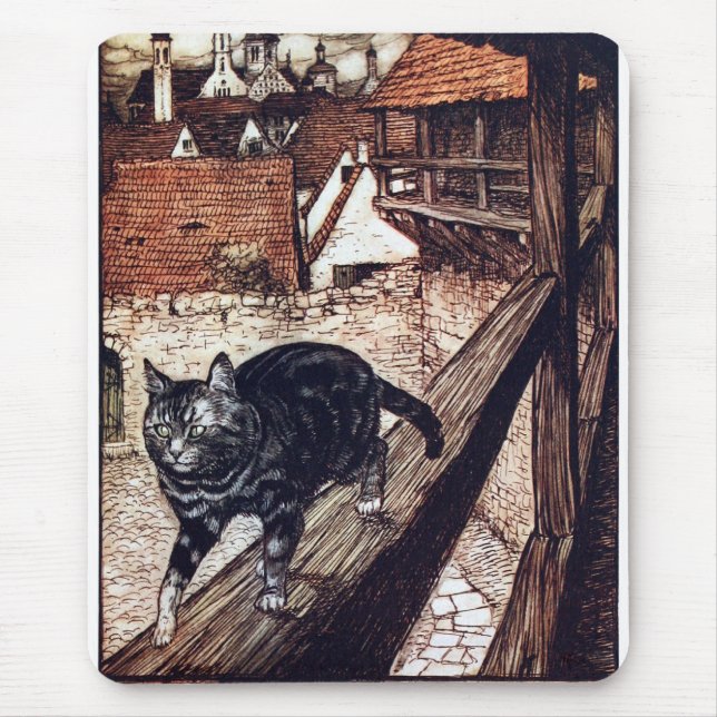 Castle Cat Rackham Illustration Mousepad (Vorne)