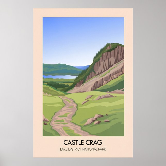 Castle Crag Berg Lake District Reiseplakat Poster (Vorne)