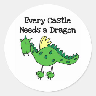Castle Dragon Runder Aufkleber