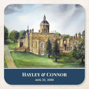Castle Howard York England Aquarellmalerei Rechteckiger Pappuntersetzer
