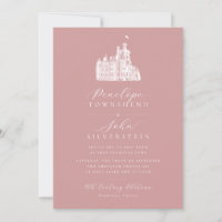 Castle Illustration Script Dusty Rose Pink Wedding