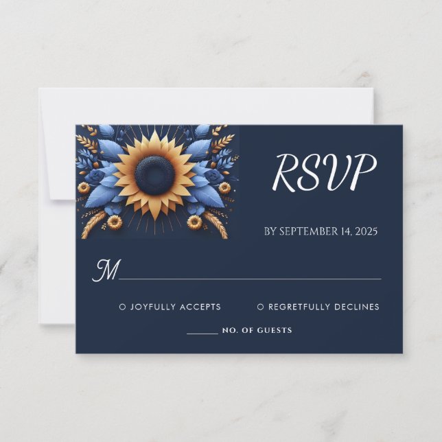 Castle Luxury Fuchsia Crown Royal Blue Wedding RSVP Karte (Vorderseite)