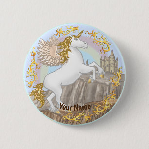 Castle Pegasus Einhorn-Anstecknadel Button