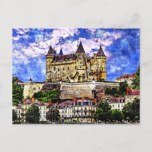 Castle Saumur, Loire Valley, Frankreich. Postkarte