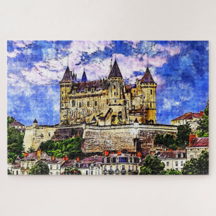 Castle Saumur, Loire Valley, Frankreich. Puzzle