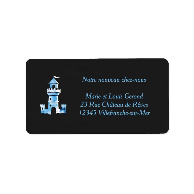 Castle Watercolor Art Personalisierte Adresse Labe Adressaufkleber (Vorne)