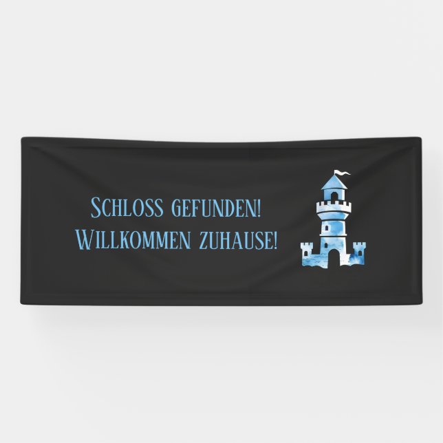 Castle Watercolor Art Willkommensbanner Banner (Horizontal)