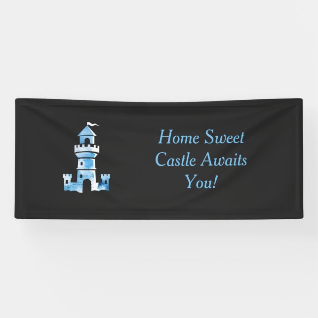 Castle Watercolor Art Willkommensbanner Banner (Horizontal)