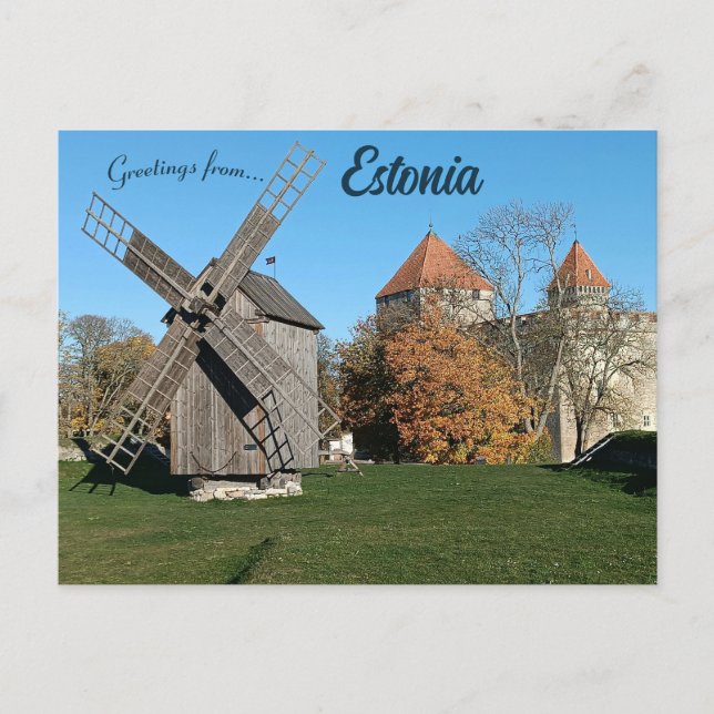 Castle Windmill in Kuressaare Saare County Estonia Postkarte (Vorderseite)