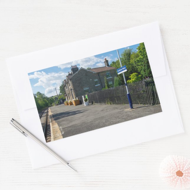 Castleton Moor Railway Station Rechteckiger Aufkleber (Umschlag)