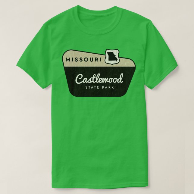 Castlewood Staat Park Missouri Begrüßungszeichen T-Shirt (Design vorne)
