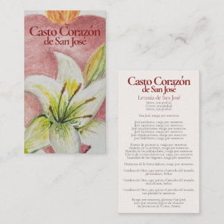 Casto Corazón de San José Gebetskarte - Litanei Mitteilungskarte