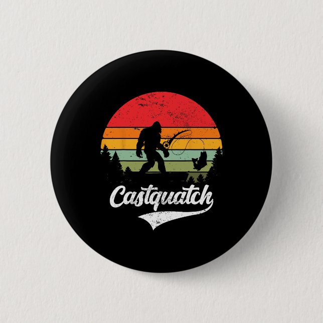 Castquatch Lustig Byss Fischer Angeln Meme  Button (Vorderseite)