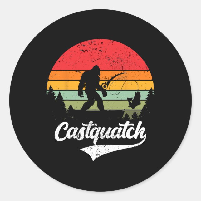 Castquatch Lustig Byss Fischer Angeln Meme  Runder Aufkleber (Vorderseite)